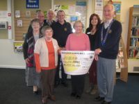 Presentation by Lion President Ed of the £156 from Easter Egg raffle