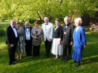 the top table folks getting ready in the gardens of the Tumberling Weir