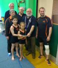 Lions President Brian with Pam and James from Gymnastics club, and young members