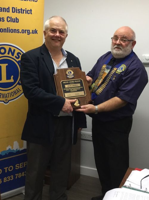Lion Kevin Linsdell presentation of MJF award Lion Kevin Linsdell presentation of MJF award